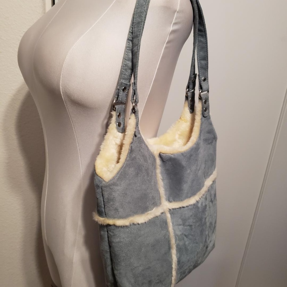 Blue suede shoulder bag